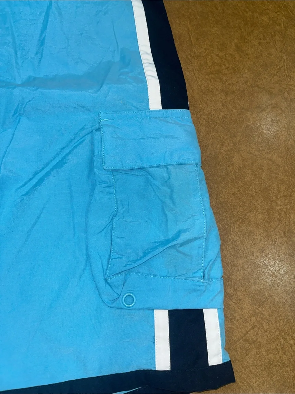 NWT • Hollister Men's Navy Swim Board Shorts with Light Blue Trim • Size Large